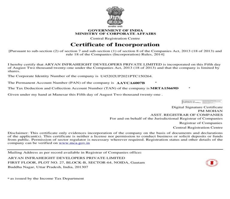 CERTIFICATE OF INCORPORATION
